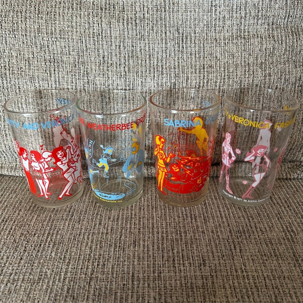 Archie Comics Vintage Glasses 8oz 1973 Set of 4‎ Riverdale